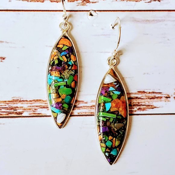 The Girl with Kaleidoscope Eyes Jewelry - Multi-color Turquoise Sterling Earrings